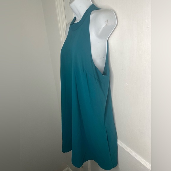 LOVERS & FRIENDS Revolve Lily High Neck Halter Teal Dress With pockets - Picture 4 of 10